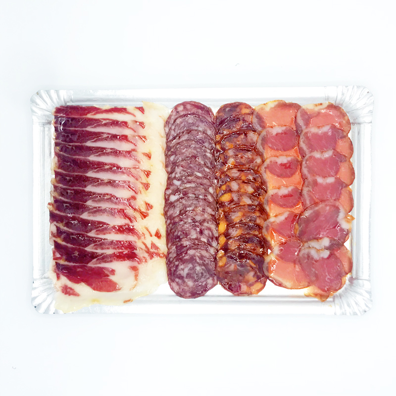 Pata Negra Plateau Spaanse delicatessen Iberico de Bellota Chorizo Paleta Salchichon Lomo
